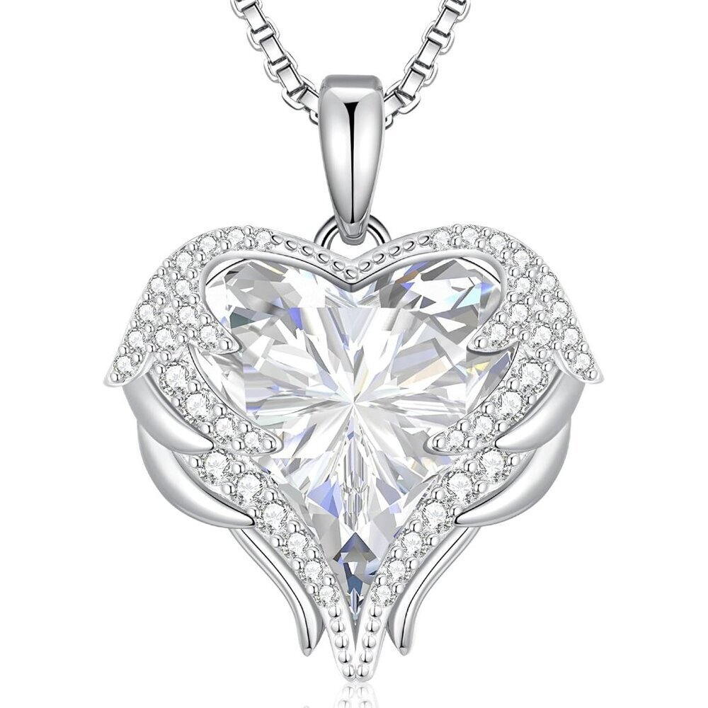 🆕 Women White Angel Wing Love Heart Necklace Christmas Birthday Jewelry Gifts